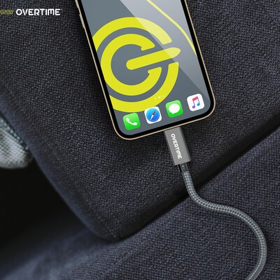 Overtime C82 Fast Charging 100W 6 ft Braided USB-C to USB-C Cable, 3/Pack (OCC82WH3PK)