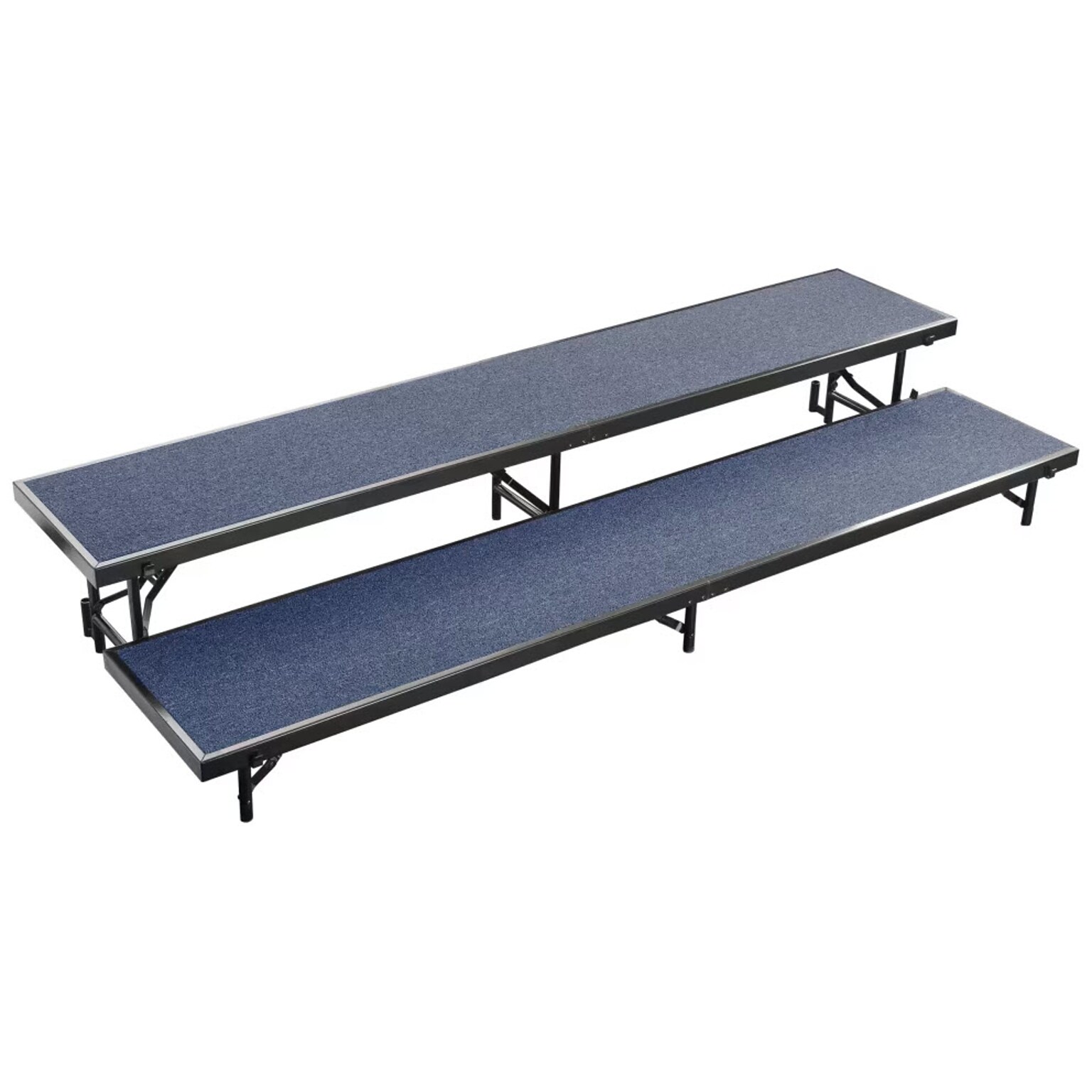 NPS 2 Level Straight Standing Choral Riser, Blue Carpet, 36W x 60-66L x 16H (RS2LC04)