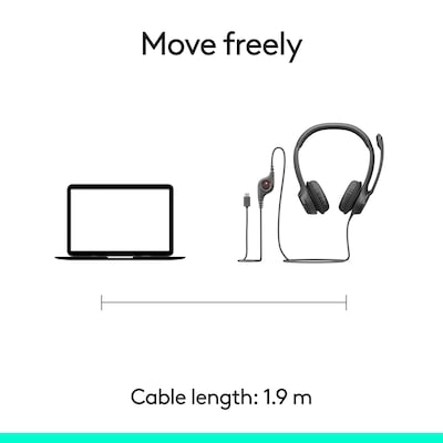 Logitech H390 USB-C Stereo On-Ear Headset, Black (981-001575)