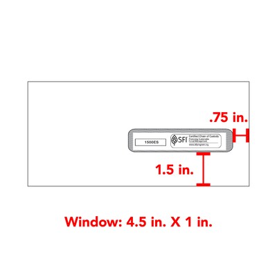 Standard Claim Right Window Envelopes, 4.5 x 9.5, Self-Seal, 500/Box