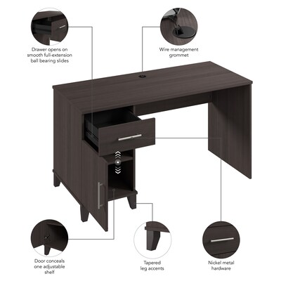 Bush Furniture Somerset 54"W Office Desk with Drawer and Storage Cabinet, Storm Gray (WC81554)