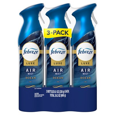 Febreze Air Mist Luxe Air Freshener Spray, Ocean Scent, 8.1 oz., 3/Pack (5549/38885)
