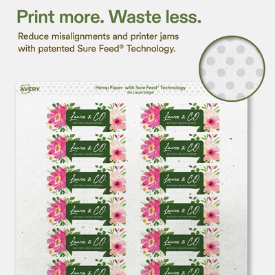 Avery Hemp Rectangle Laser/Inkjet Multipurpose Labels, 1" x 3", Off-White (128/Pack)