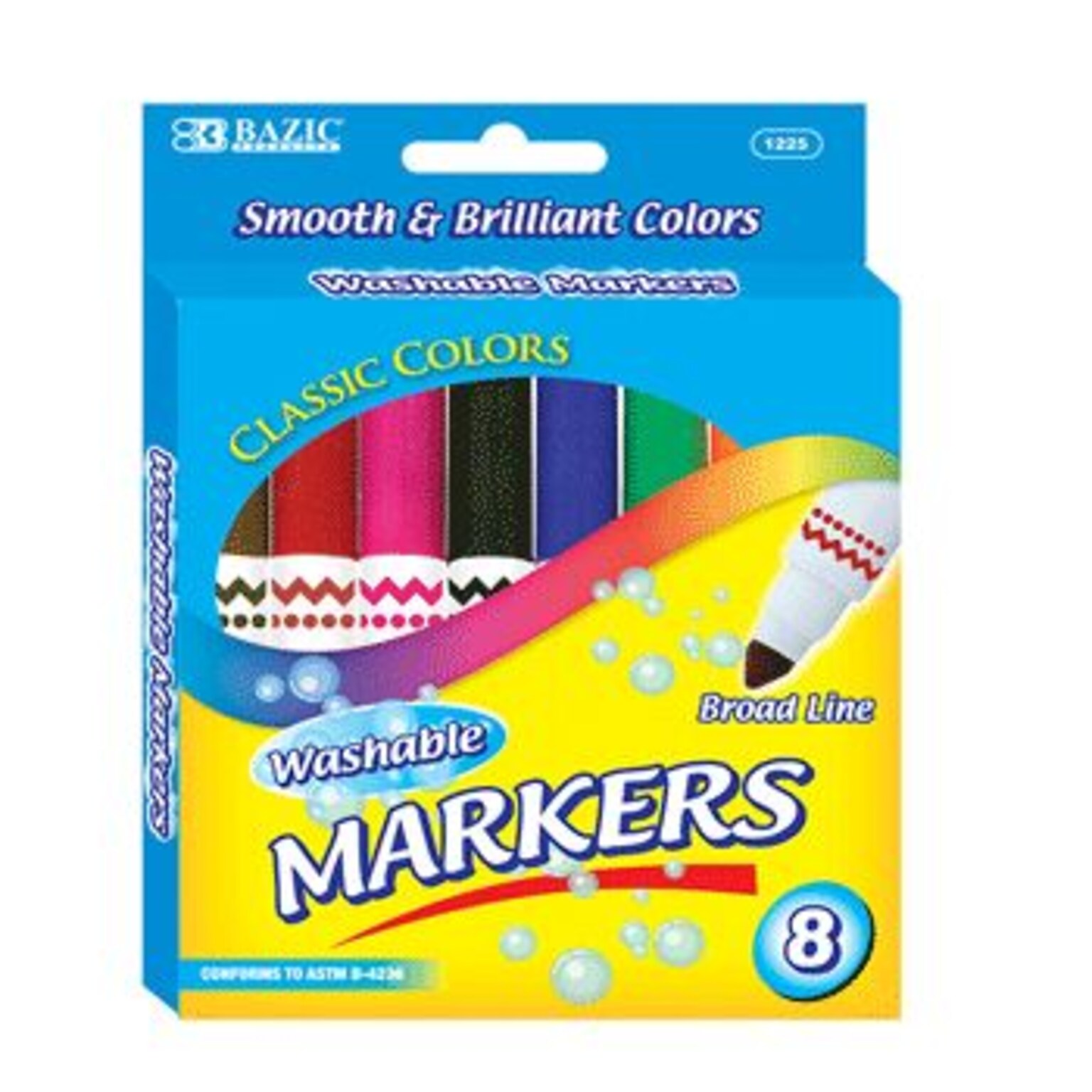 Bulk Buys BAZIC 8 Color Broad Line Jumbo Washable Markers (DLRDY245906)