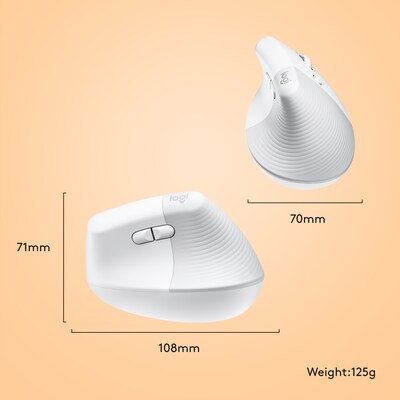 Logitech Lift for Mac Wireless Ergonomic Vertical Optical Bluetooth & USB Mouse, White (910-006471)
