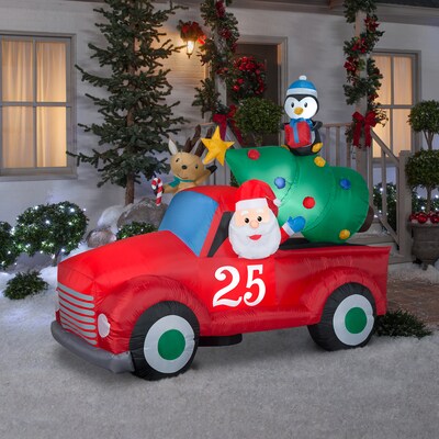National Tree Company 8 Inflatable Santa in Vintage Pickup Truck (GE9-117339-1)
