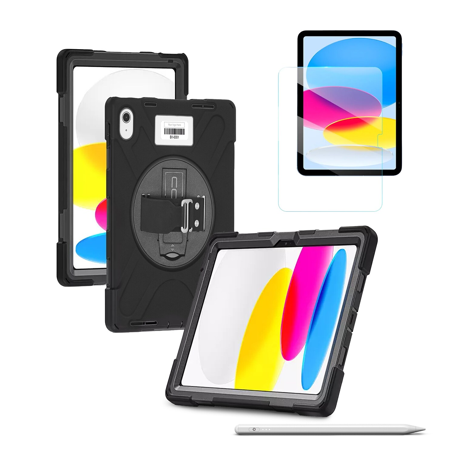 CODi Rugged iPad 11 (A16)/iPad 10.9 (10th Gen) Case, Screen Protector & Active Stylus for iPad w/ Palm Rejection (TK000004)