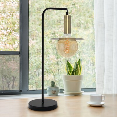 Lalia Home Studio Loft Oslo 24" LED Table Lamp, Matte Black/Antique Brass Plated (LHT-4002-BK)