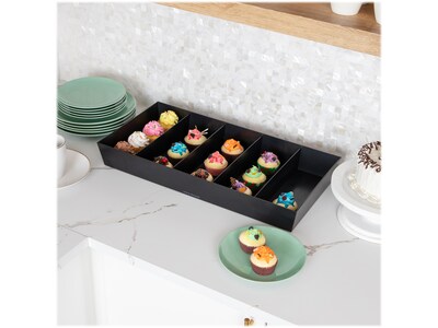 Mind Reader Plastic Snack Tray Countertop Organizer Condiment Holder, Black (SNACKORGT-BLK)