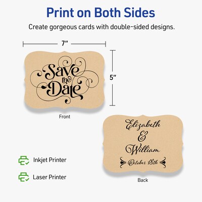 Avery Matte General Use Blank Cards, Kraft Brown, 50/Pack (95350)