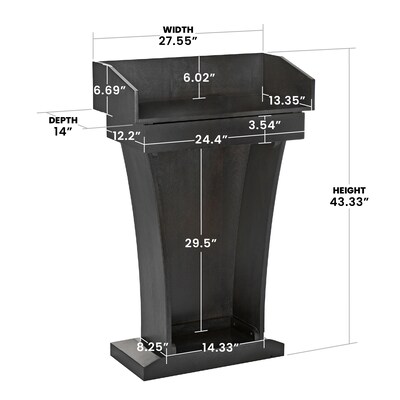 AdirOffice 43.3" Podium Lectern, Black (661-012-BLK-PKG)