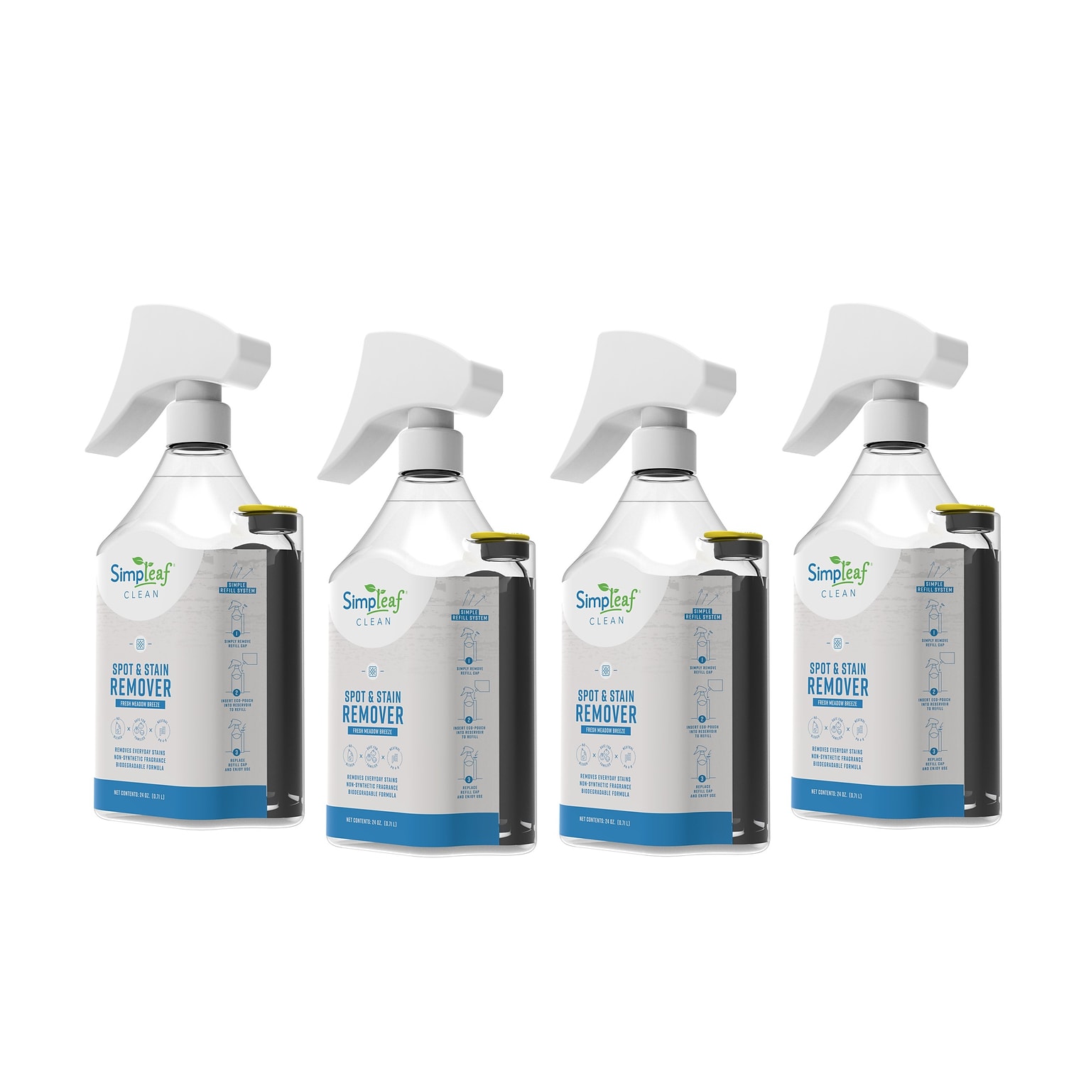 Simpleaf Clean Carpet Spot & Stain Remover, Fresh Meadow Breeze, 24 oz., 4/Carton (S-SRBL04-24-FMB)