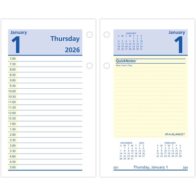 2026 AT-A-GLANCE QuickNotes 6 x 3.5 Daily Calendar Refill Pages, Multicolored (E517-50-26)
