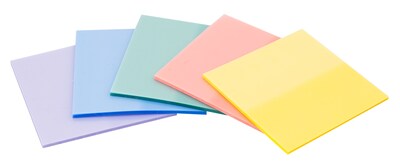 Post-it Transparent Sticky Notes, 2.8" x 2.8", Assorted Colors, 36 Sheets/Pad, 5 Pads/Pack (600-5PASTEL)