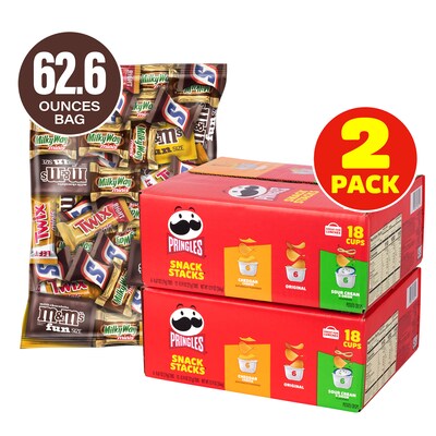 Mars Favorites Miniatures Assorted Chocolate Candy Variety & Pringles Snack Stacks Variety, 2/Pack (600-04170)