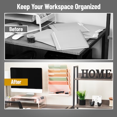 Mind Reader 5-Pocket Plastic Mountable Wall File, Letter Size, Pink (WALLANCH-PNK)