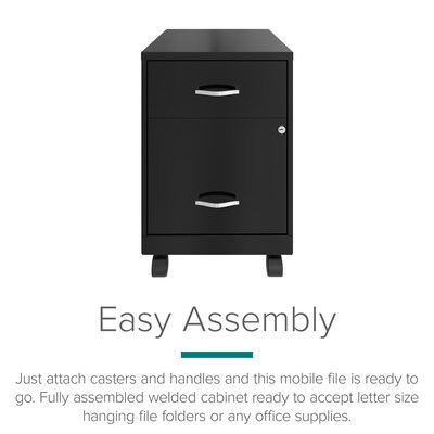 Space Solutions 18 2-Drawer Mobile Vertical File Cabinet with Accessory Drawer, Letter Width, Black