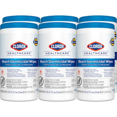 Clorox Healthcare Bleach Germicidal Wipes, 70 Wipes/Container (35309)