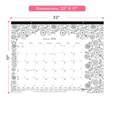 2026 Blueline DoodlePlan 22 x 17 Monthly Desk Pad Calendar, Black/White (C2917311)