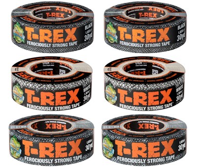 T-REX Heavy Duty Duct Tape, 1.88 x 30 Yds., Black/White/Gray, 6 Rolls/Pack (TRB2W2G2-STP)