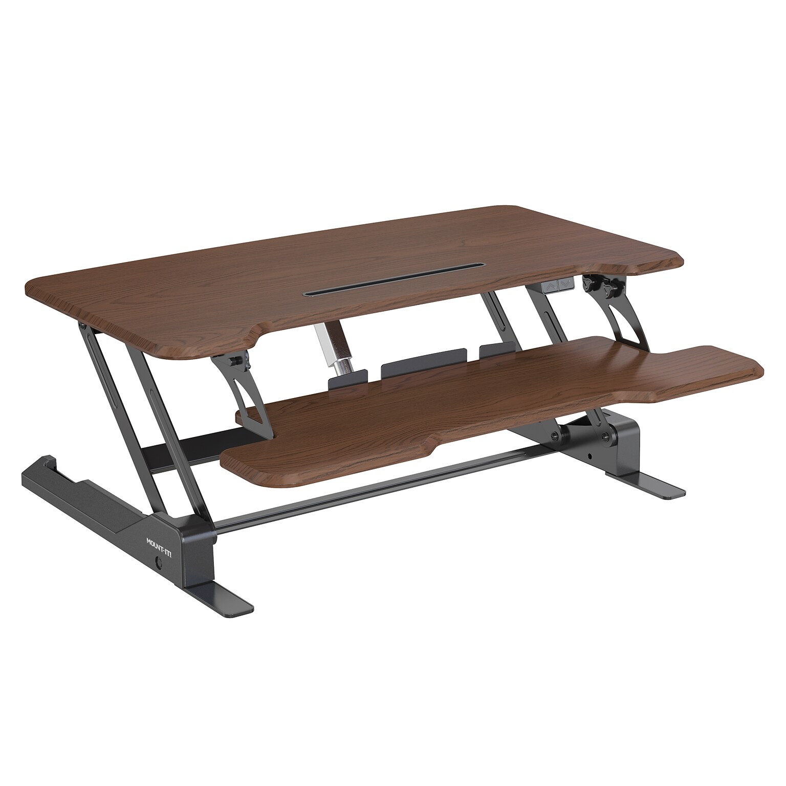 Mount-It! 38W Electric Rectangular Adjustable Standing Desk Converter, Dark Walnut (MI-8011)