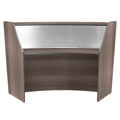 Regency Marque 72"W Curved Reception Desk Workstation, Driftwood Gray (77310GY)