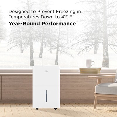 TCL Energy Star 25-Pint Portable Dehumidifier, Wi-Fi Enabled, Covers up to 2000 sq. ft., White (H25D44W)