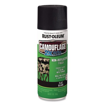 Rust-Oleum Camouflage Spray Paint, 12 oz. Aerosol Can, Flat Black, 6/Carton (RST279179CT)