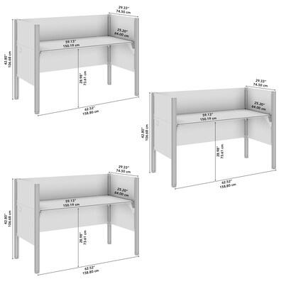 Bush Business Furniture Pro-Biz 42.8"H x 187.56"W 3 Person In-Line Cubicle Panel Workstation, White (100872CG-17)