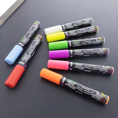 Bazic Washable Water Based Chalk Marker, Chisel & Bullet Tip, Assorted Colors, 8/Pack (BAZ1212)