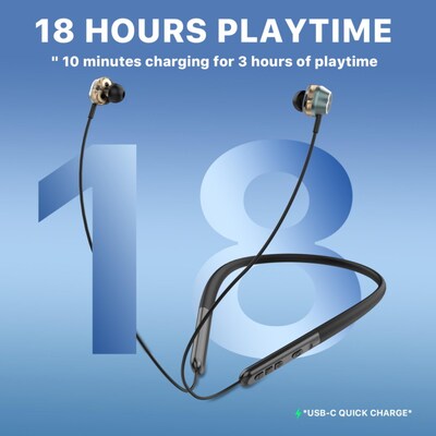 MyBat Pro Accelerate Wireless Sports Neckband Earbuds Wireless IPX5 Sweat-Resistant Black
