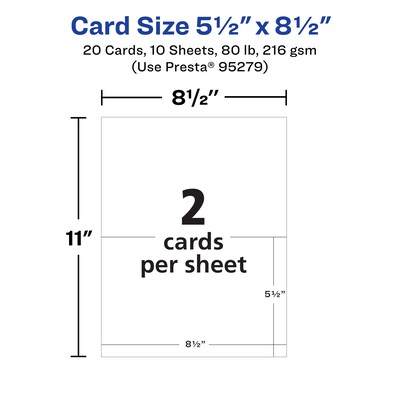 Avery Integrated Cards, 5.5" x 8.5", Matte White, 20/Pack (95279)