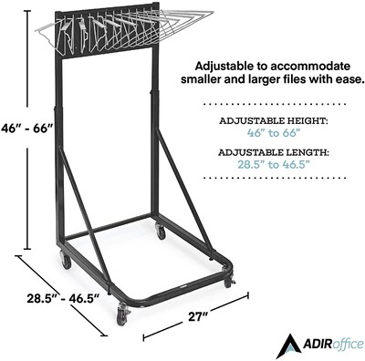 AdirOffice Steel Blueprint Vertical File Rolling Storage Stand, Black (613-BLK-KIT1)