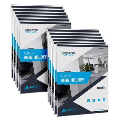 AdirOffice Sign Holder, 8.5 x 11, Desktop/Wall, Clear Acrylic, 24/Pack (639-8511-24-WM)