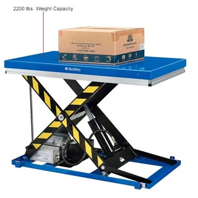 Global Industrial Power Scissor Lift Table, Hand & Foot Control, 48" x 36", 2200 Lb. Capacity (989034)