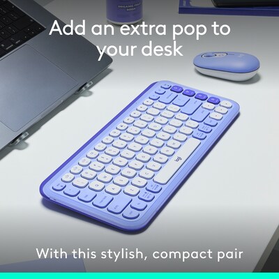 Logitech Pop Icon Wireless Keyboard and Optical Mouse Combo, Lilac (920-013043)