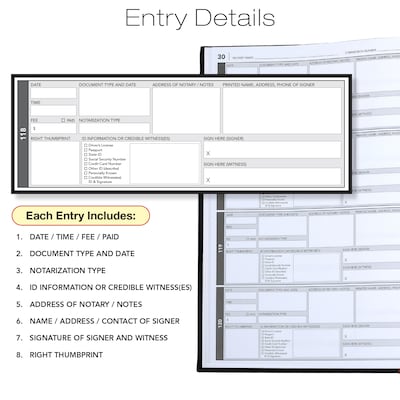 Global Printed Products Hardcover 8.5" x 11" Notary Journal, Black/Tan, 2/Pack (GPP-0094-A)