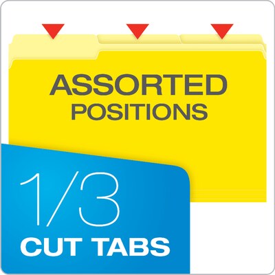 Pendaflex Recycled File Folder, 1/3-Cut Tab, Legal Size, Yellow, 100/Box (1531/3YEL)