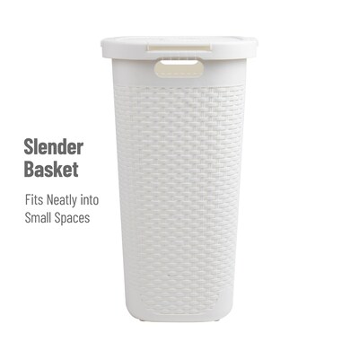 Mind Reader Plastic Laundry Hamper with Lid, White (60HAMP-WHT)