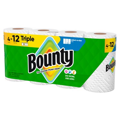 Bounty Select-A-Size Triple Roll Paper Towels, 2-Ply, 123 Sheets/Roll, 4 Rolls/Pack (06134)