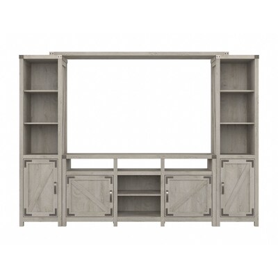 Bush Furniture Knoxville 65W Farmhouse Entertainment Center with Shelves, Cottage White (CGR023CWH)