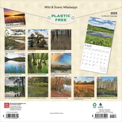 2025 BrownTrout Mississippi Wild & Scenic 12 x 24 Monthly Square Wall Calendar (9781975475291)