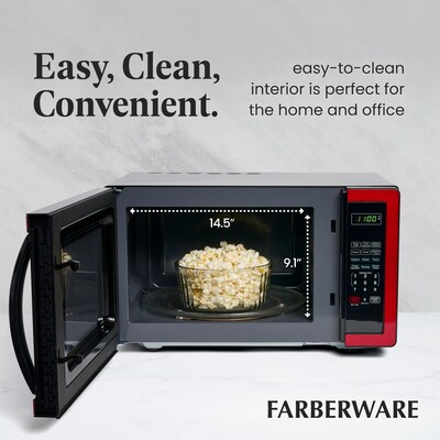 Farberware Classic 1.1 Cu. Ft. Countertop Microwave, Metallic Red (FMO11AHTBKN)