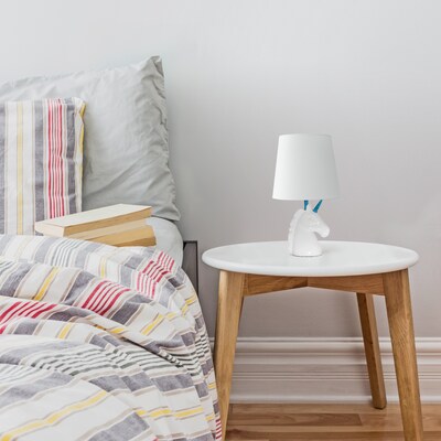 Creekwood Home Whimsilux 15.5" LED Table Lamp, White/Blue Glitter (CWT-2023-BL-LB)