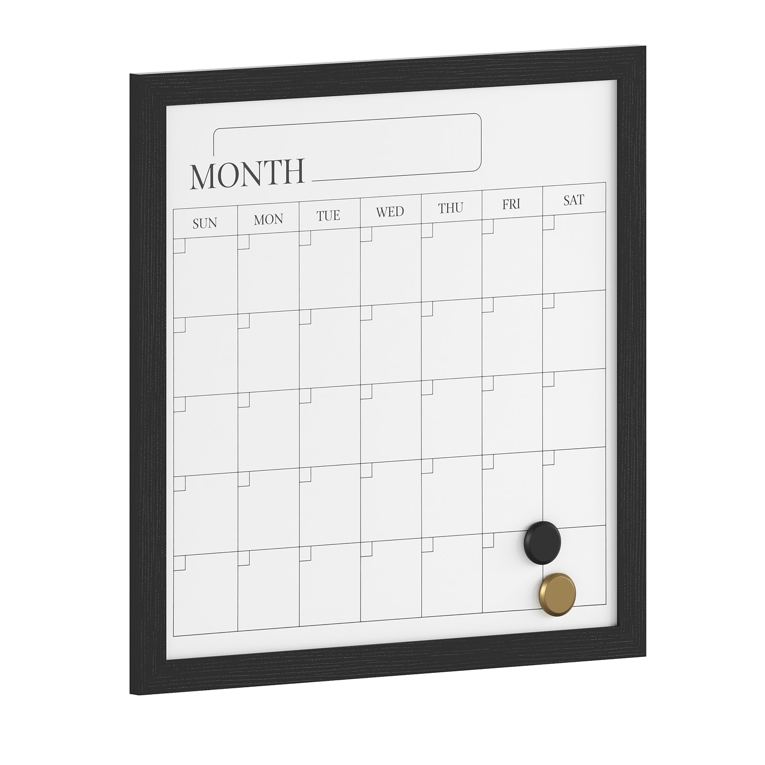 Martha Stewart Everette Magnetic Dry Erase Monthly Calendar Set, Engineered Wood Frame, 18 x 18 (BRPMMWP4545BK)