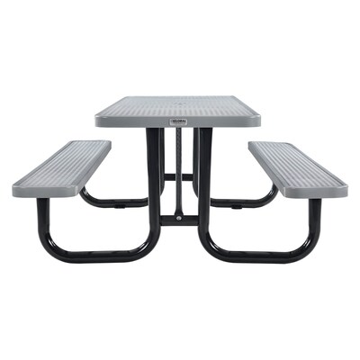 Global Industrial 8' Rectangular Picnic Table, Expanded Metal, Gray (277153GY)