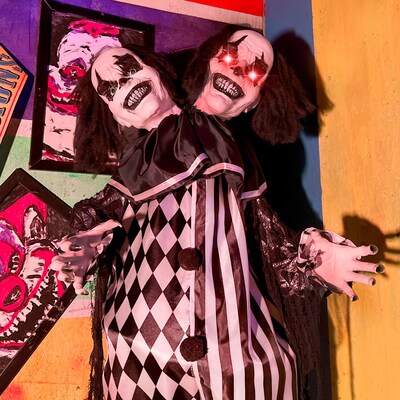 Haunted Hill Farm Lifesize Animatronic Two-Headed Clown (HHCLOWN-37FLSA)