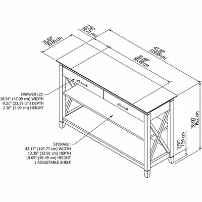 Bush Furniture Key West 47"W x 16"D Console Table with Drawers and Shelves, Washed Gray (KWT248WG-03)