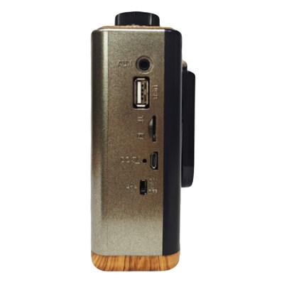 QFX Wireless Retro-Style Portable Bluetooth AM/FM/Shortwave Radio with Flashlight & Party Light, Brown (RETRO-1937)