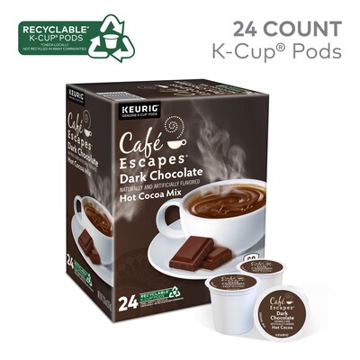 Cafe Escapes Dark Chocolate Hot Cocoa Mix, Keurig® K-Cup® Pods, 24/Box (6802)